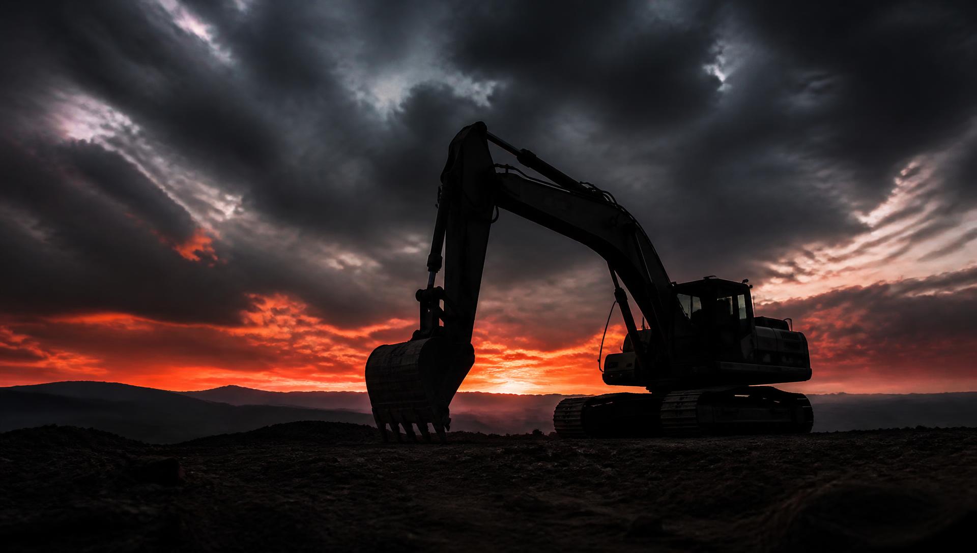 Excavator silhouette against a Tennessee sunrise